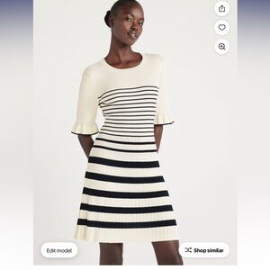 Free Assembly Women's Striped Navy and White Dress size small. NWT!